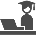 卒業生がPCワークをするアイコン